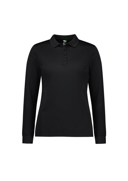 Biz Collection Womens Action Long Sleeve Polo - Black