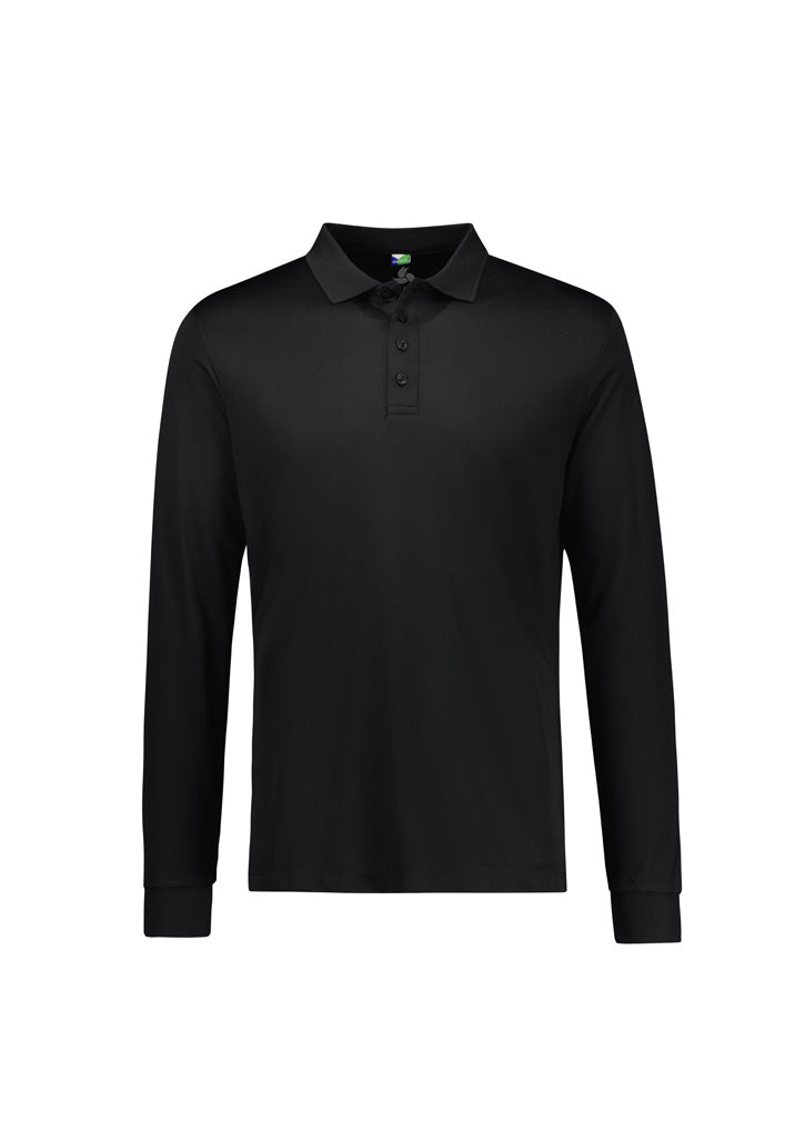 Biz Collection Mens Action Long Sleeve Polo - Black