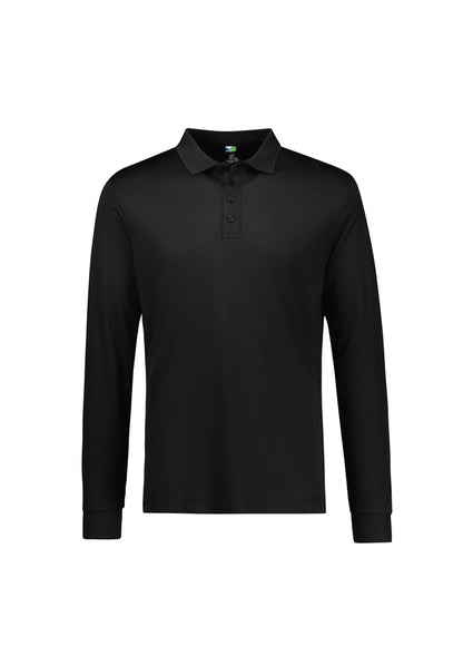 Biz Collection Mens Action Long Sleeve Polo - Black