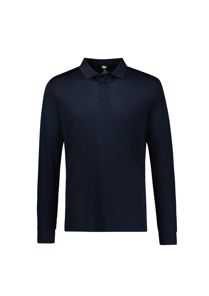 Biz Collection Mens Action Long Sleeve Polo - Navy