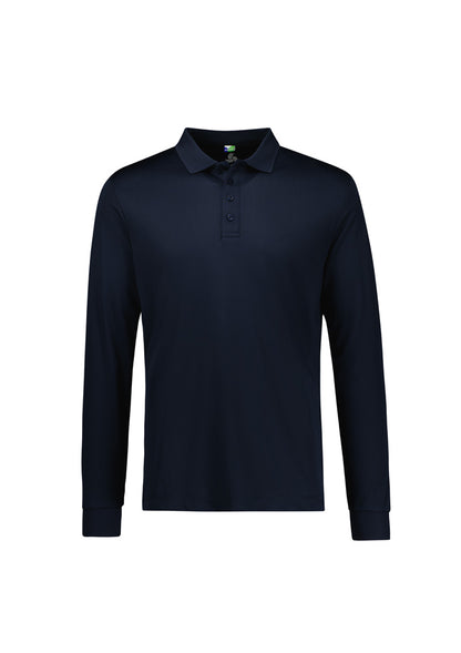Biz Collection Mens Action Long Sleeve Polo - Navy