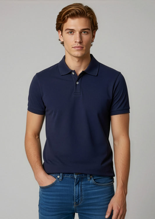 Biz Collection Mens Neon Short Sleeve Polo - Navy
