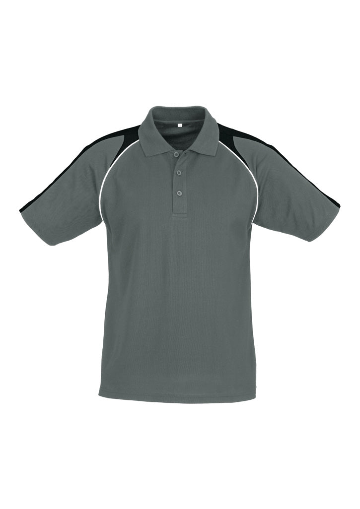 Biz Collection Mens Triton Short Sleeve Polo - Ash/Black/White