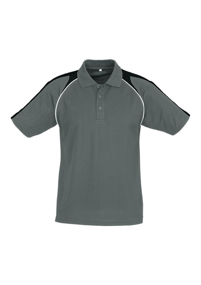 Biz Collection Mens Triton Short Sleeve Polo - Ash/Black/White