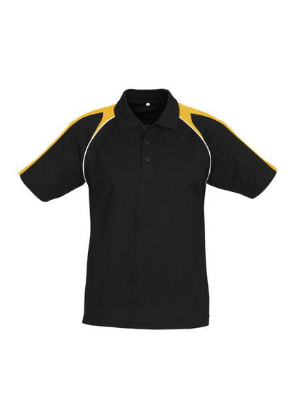 Biz Collection Mens Triton Short Sleeve Polo - Black/Gold/White