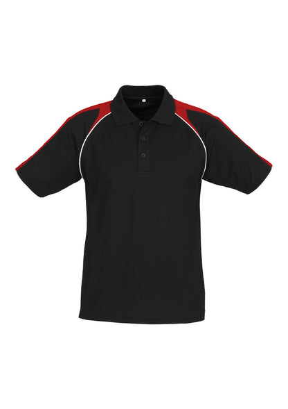 Biz Collection Mens Triton Short Sleeve Polo - Black/Red/White