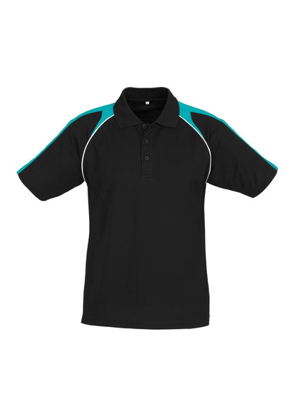 Biz Collection Mens Triton Short Sleeve Polo - Black/Teal/White