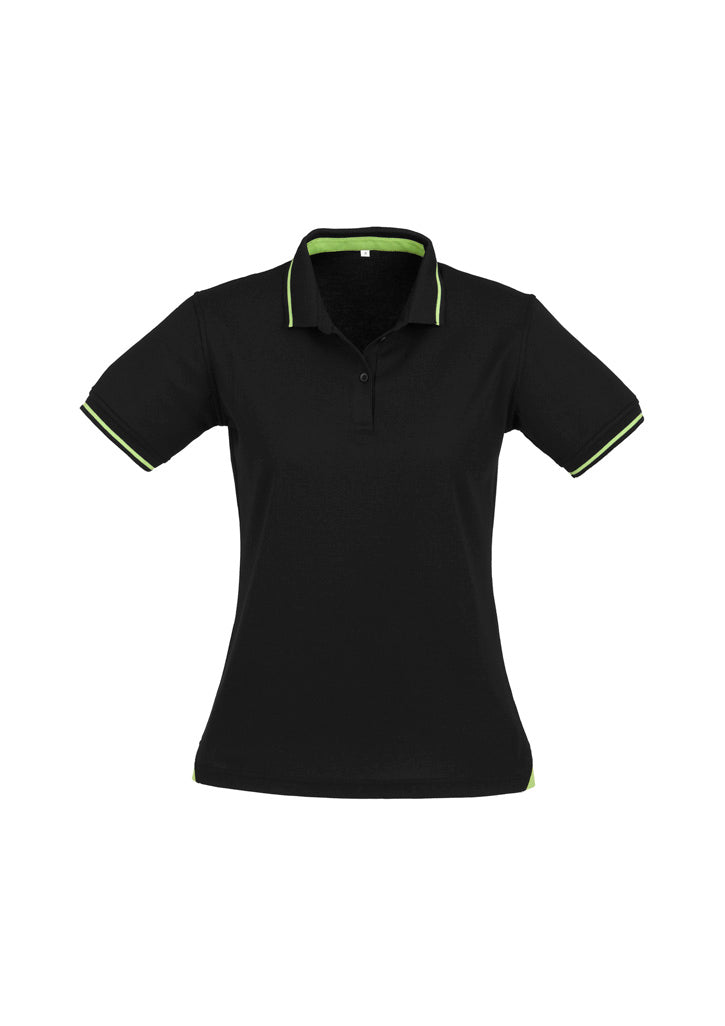 Biz Collection Womens Jet Short Sleeve Polo - Black/Cyan