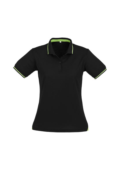 Biz Collection Womens Jet Short Sleeve Polo - Black/Cyan