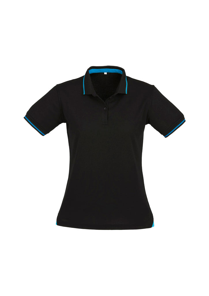 Biz Collection Womens Jet Short Sleeve Polo - Black/Cyan