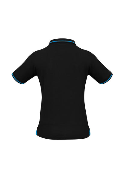 Biz Collection Womens Jet Short Sleeve Polo - Black/Cyan