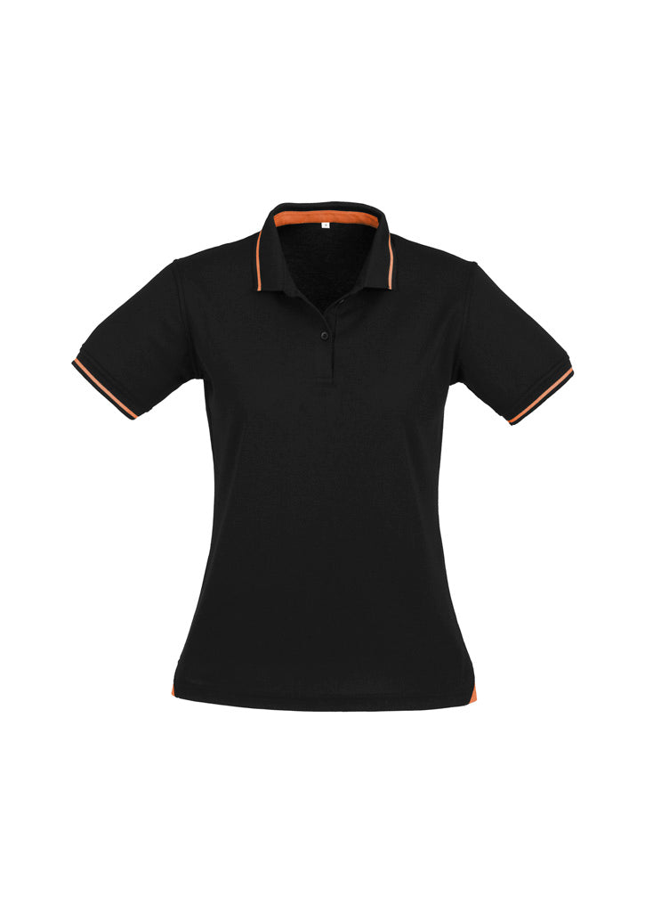 Biz Collection Womens Jet Short Sleeve Polo - Black/Orange