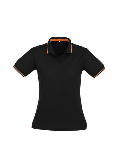 Biz Collection Womens Jet Short Sleeve Polo - Black/Orange
