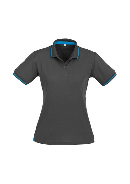 Biz Collection Womens Jet Short Sleeve Polo - Steel Grey/Cyan