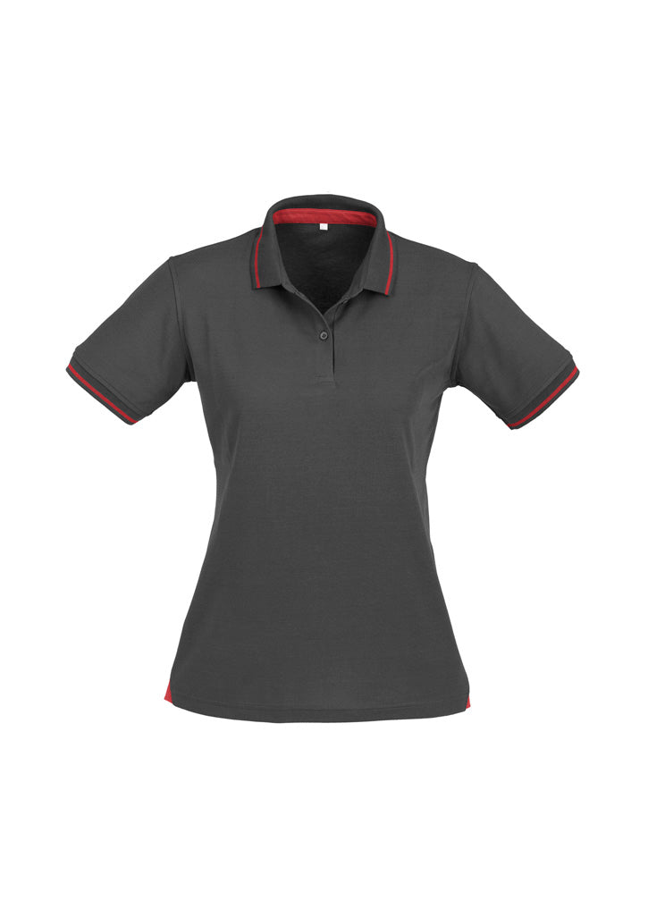 Biz Collection Womens Jet Short Sleeve Polo - Steel Grey/Red