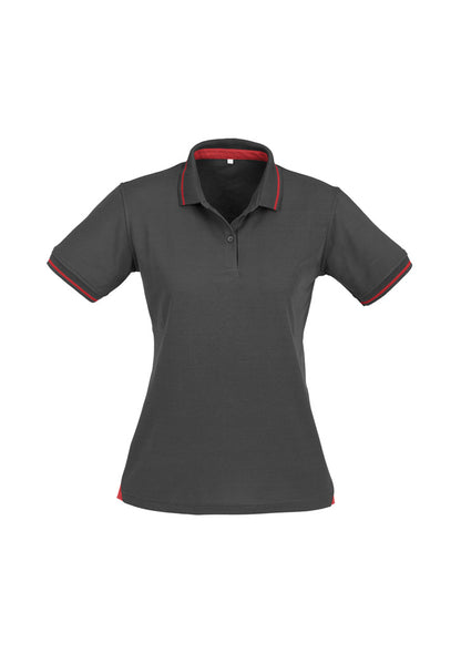 Biz Collection Womens Jet Short Sleeve Polo - Steel Grey/Red