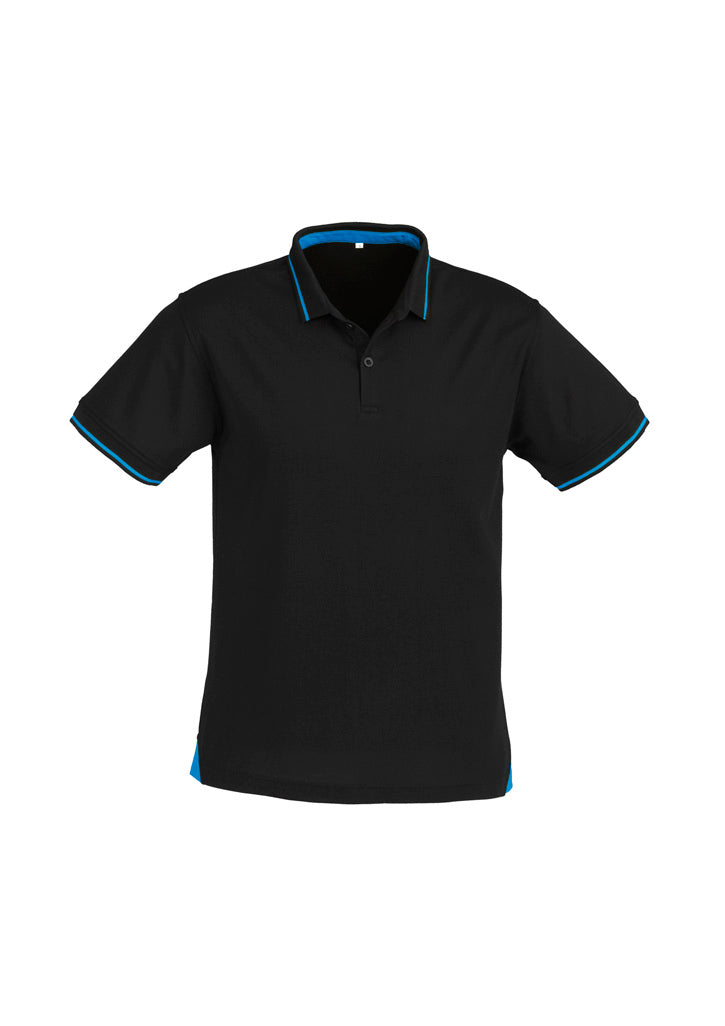 Biz Collection Mens Jet Short Sleeve Polo - Black/Cyan