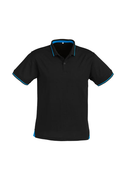 Biz Collection Mens Jet Short Sleeve Polo - Black/Cyan