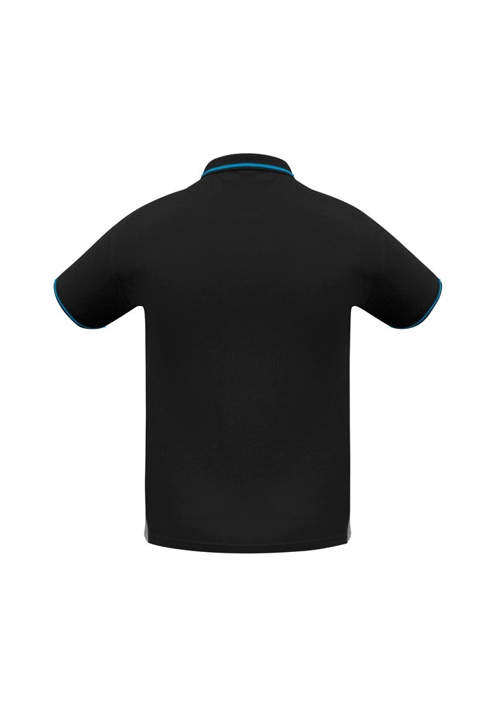 Biz Collection Mens Jet Short Sleeve Polo - Black/Cyan