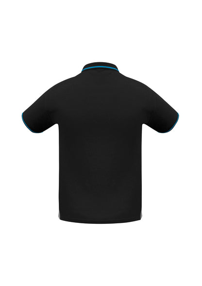 Biz Collection Mens Jet Short Sleeve Polo - Black/Cyan