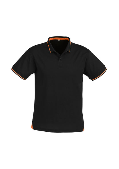 Biz Collection Mens Jet Short Sleeve Polo - Black/Orange