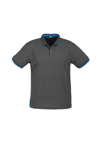 Biz Collection Mens Jet Short Sleeve Polo - Steel Grey/Cyan