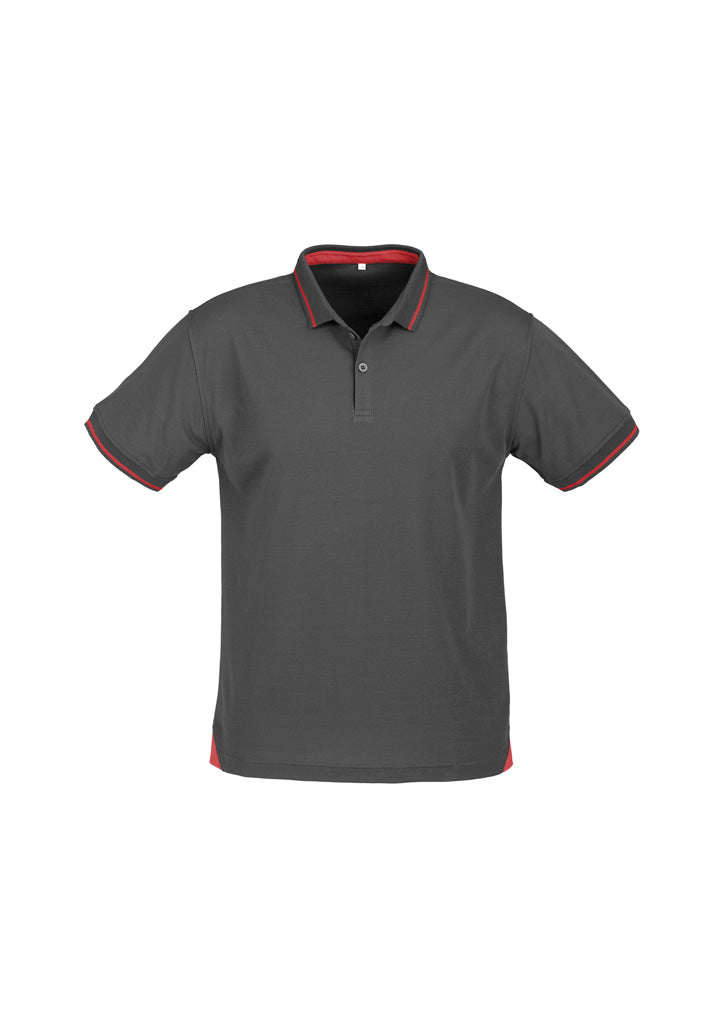 Biz Collection Mens Jet Short Sleeve Polo - Steel Grey/Red