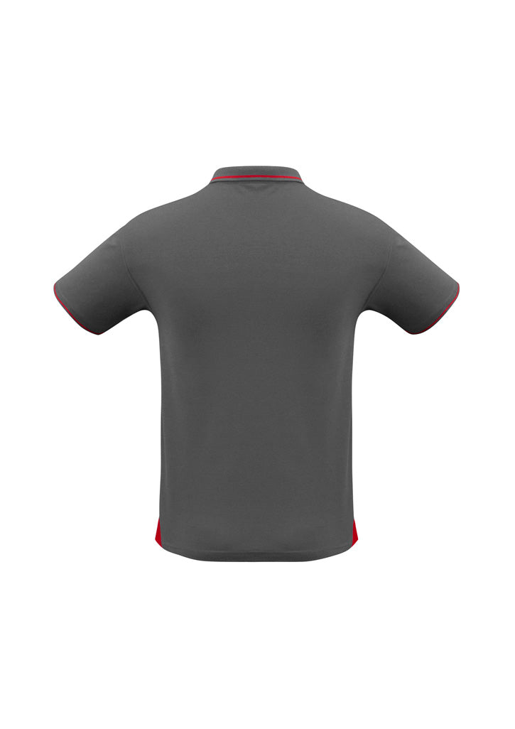 Biz Collection Mens Jet Short Sleeve Polo - Steel Grey/Red