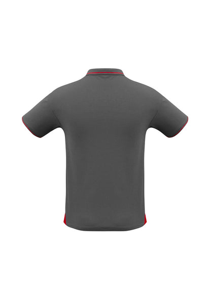Biz Collection Mens Jet Short Sleeve Polo - Steel Grey/Red