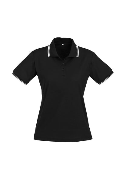 Biz Collection Womens Cambridge Short Sleeve Polo - Black/White/White