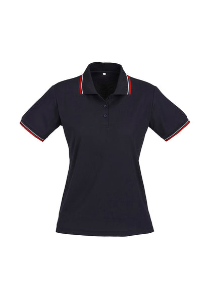 Biz Collection Womens Cambridge Short Sleeve Polo - Navy/Red/White
