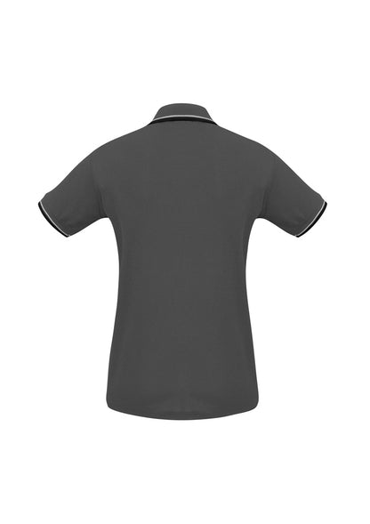 Biz Collection Womens Cambridge Short Sleeve Polo - Steel Grey/Black/White