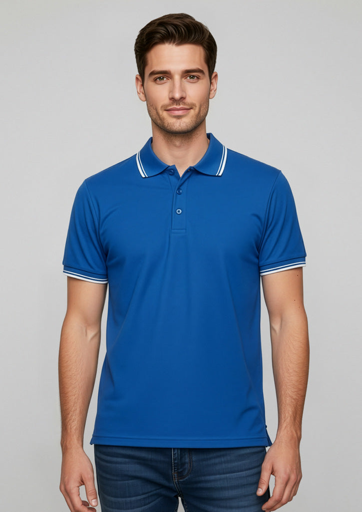 Biz Collection Mens Cambridge Short Sleeve Polo - Royal/White/White
