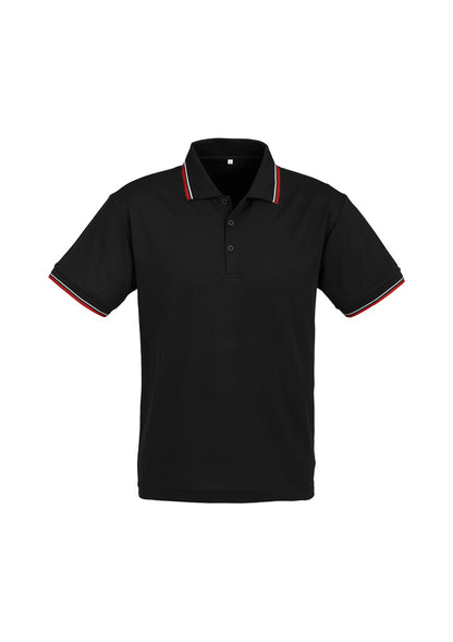 Biz Collection Mens Cambridge Short Sleeve Polo - Black/Red/White