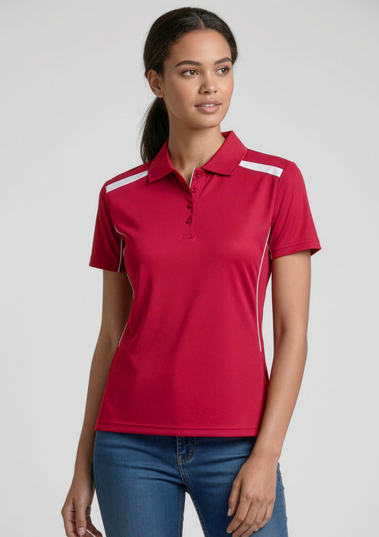 Biz Collection Womens United Short Sleeve Polo - Red/White