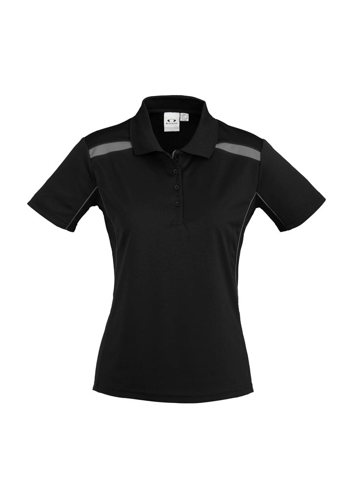 Biz Collection Womens United Short Sleeve Polo - Black/Ash