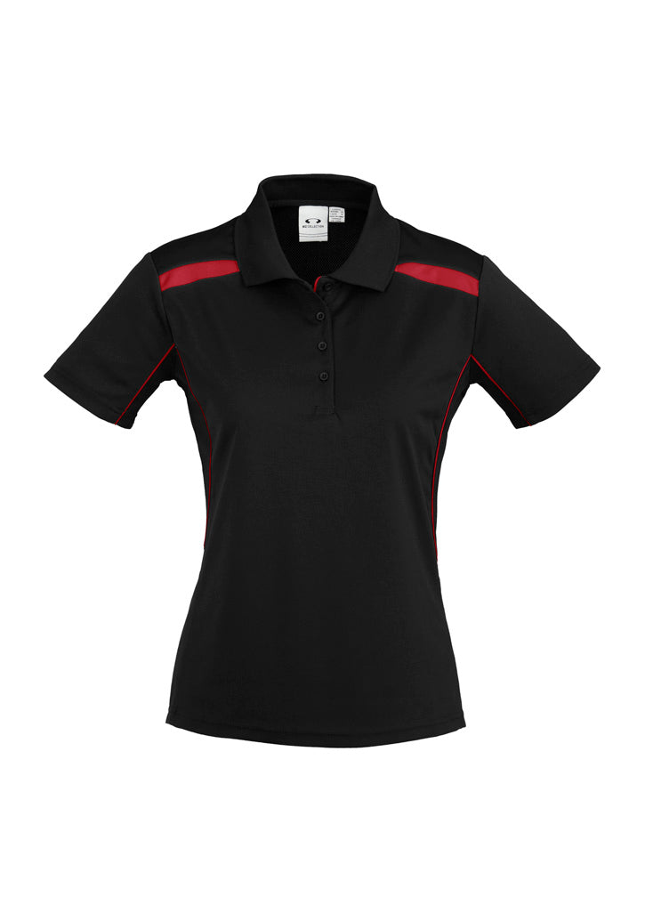 Biz Collection Womens United Short Sleeve Polo - Black/Red