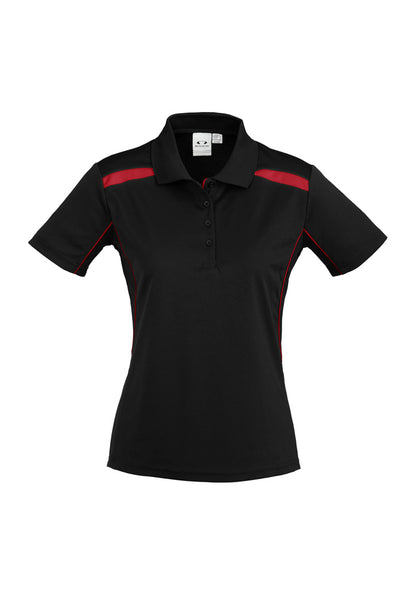 Biz Collection Womens United Short Sleeve Polo - Black/Red