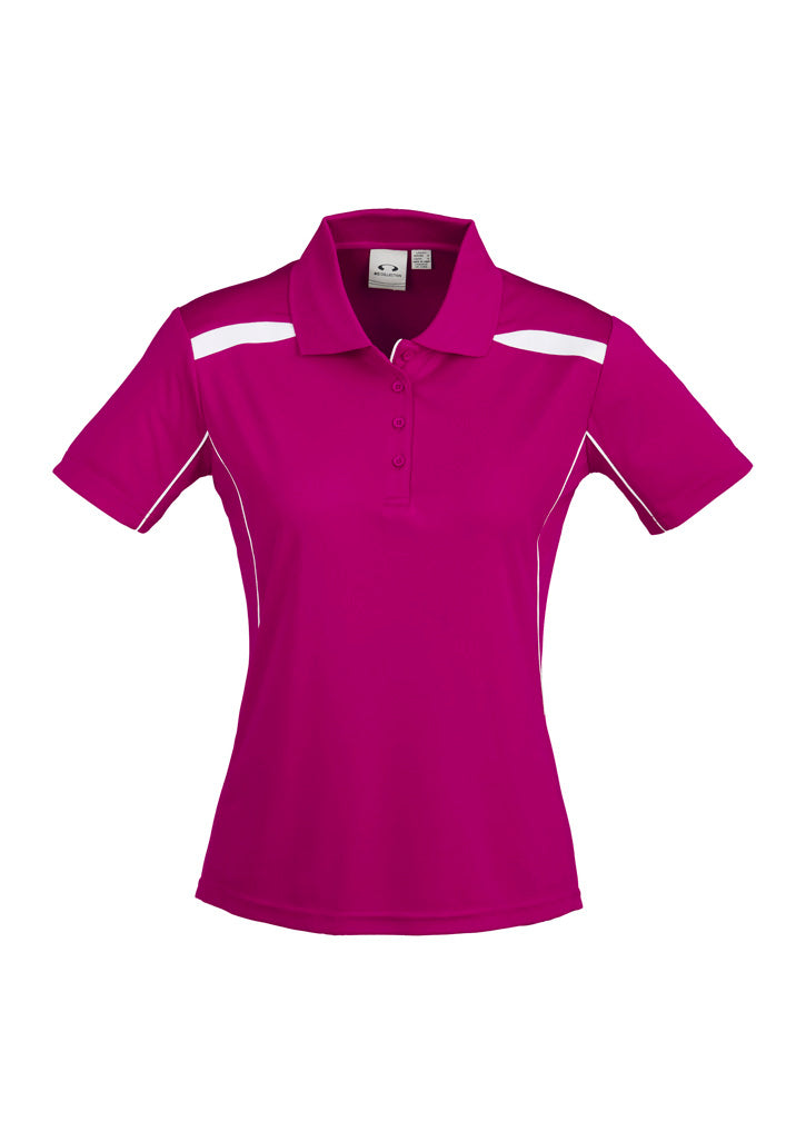 Biz Collection Womens United Short Sleeve Polo - Magenta/White