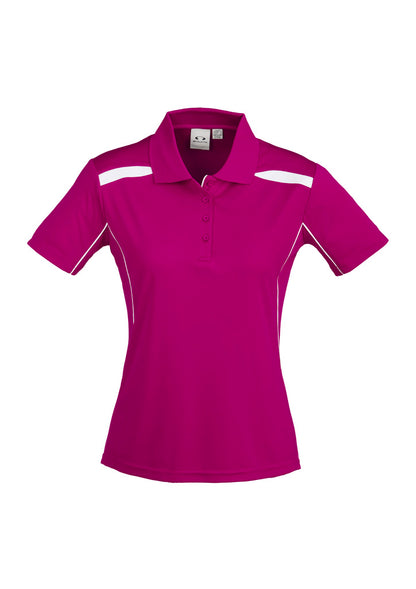 Biz Collection Womens United Short Sleeve Polo - Magenta/White