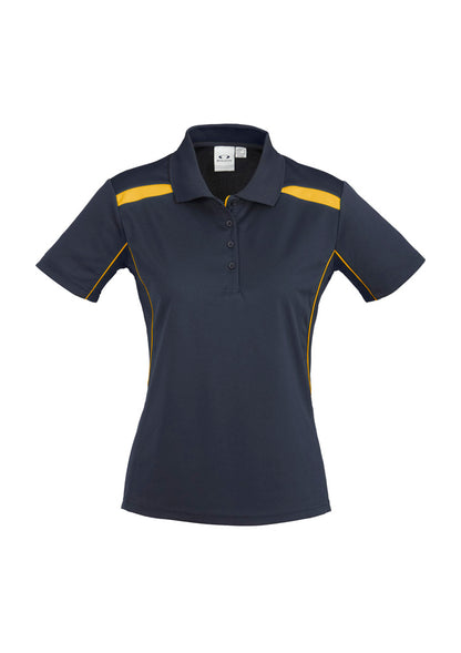 Biz Collection Womens United Short Sleeve Polo - Navy/Gold