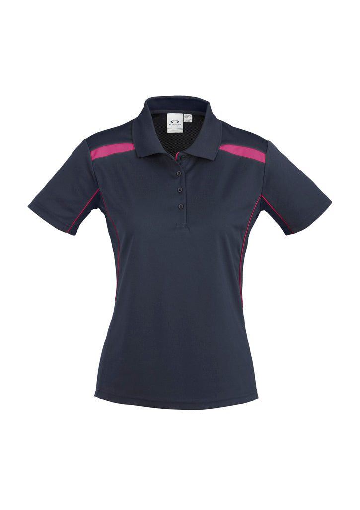 Biz Collection Womens United Short Sleeve Polo - Navy/Magenta
