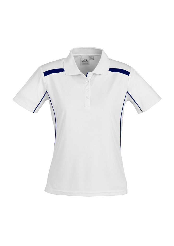 Biz Collection Womens United Short Sleeve Polo - White/Navy