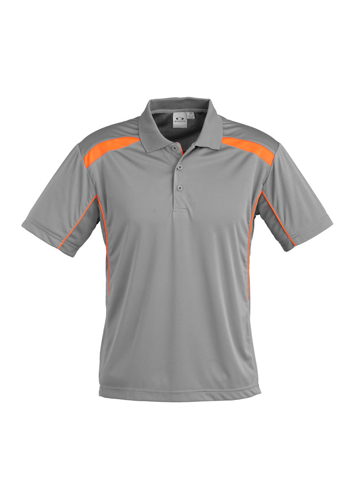 Biz Collection Mens United Short Sleeve Polo - Ash/Fluoro Orange