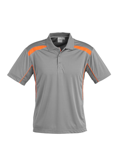 Biz Collection Mens United Short Sleeve Polo - Ash/Fluoro Orange