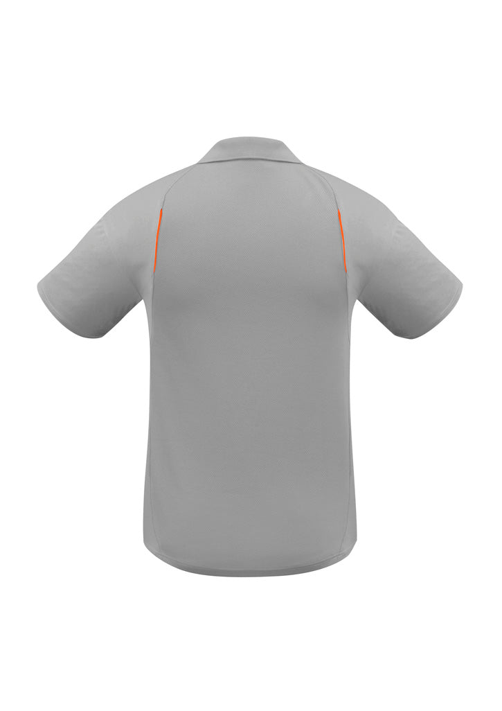 Biz Collection Mens United Short Sleeve Polo - Ash/Fluoro Orange