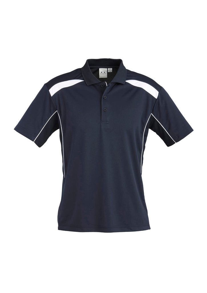 Biz Collection Mens United Short Sleeve Polo - Navy/White