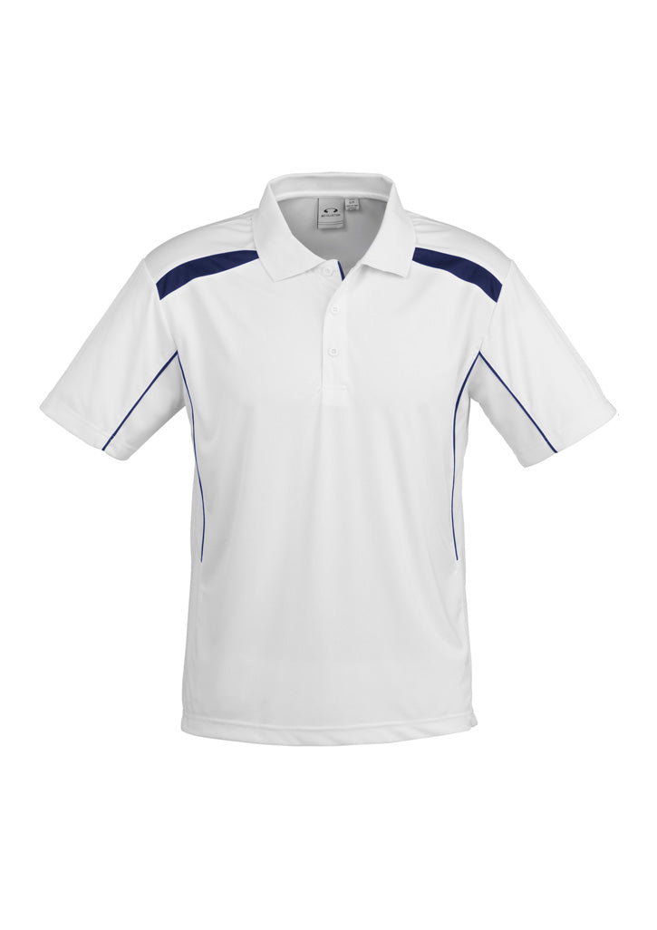 Biz Collection Mens United Short Sleeve Polo - White/Navy