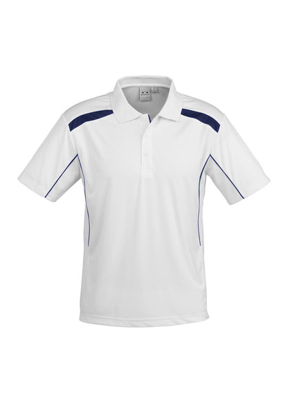 Biz Collection Mens United Short Sleeve Polo - White/Navy