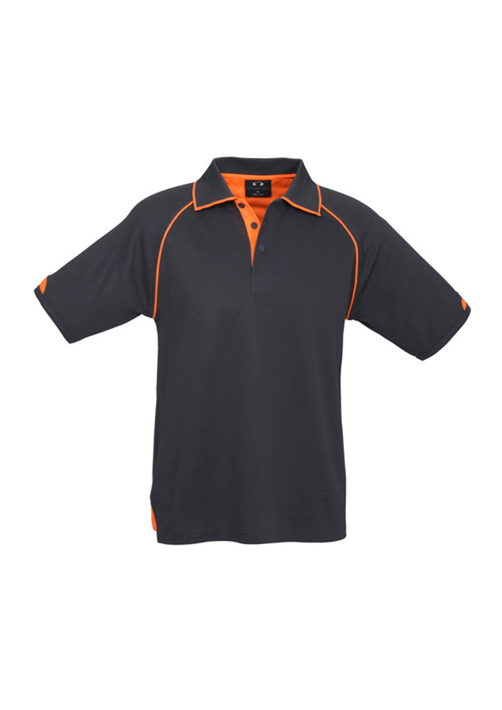Biz Collection Mens Fusion Short Sleeve Polo - Grey/Fluoro Orange